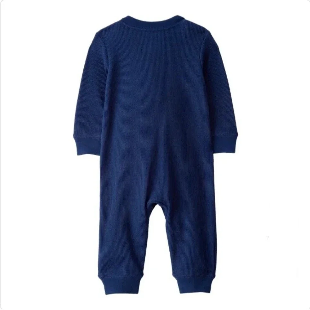 Carter's Baby Boy 2-pack Cotton Snap Jumpsuits Footies Blue Dinosaur Print 12M